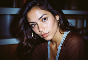 欧美侧眸美女肖像写真摄影图片